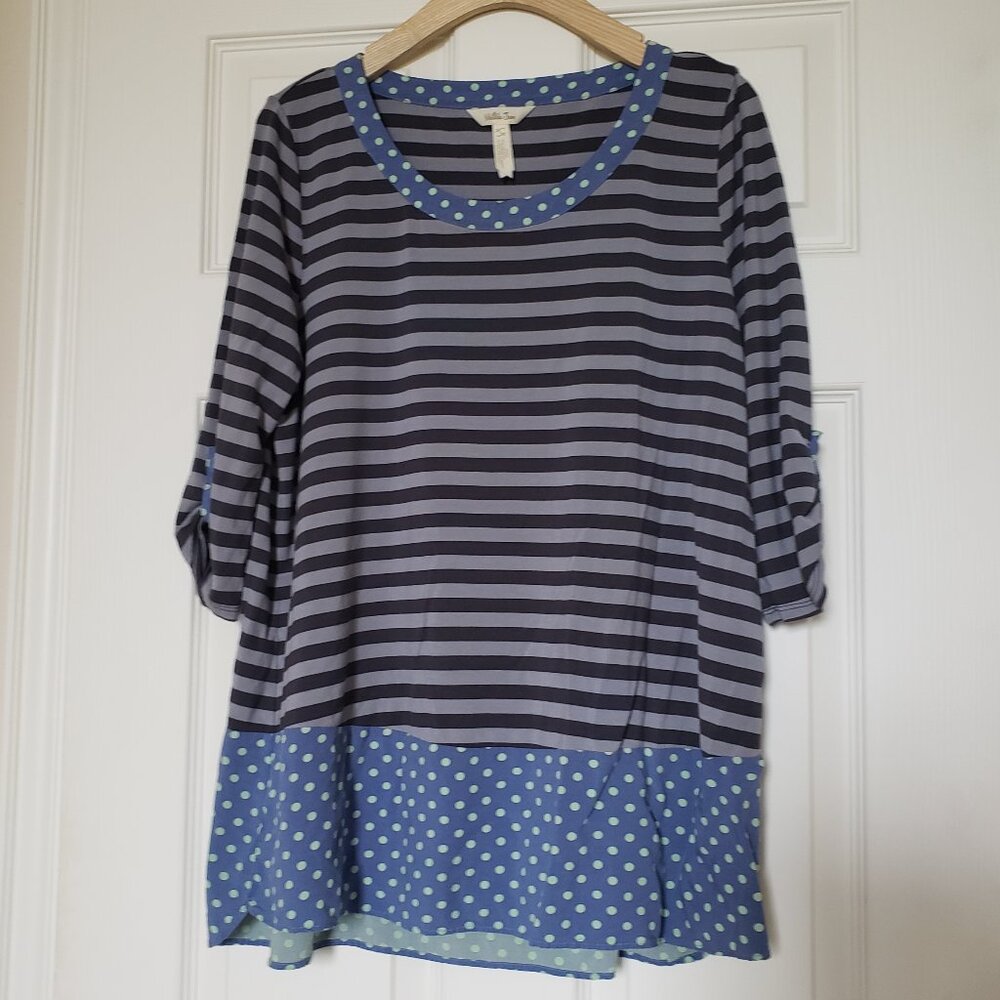 Matilda Jane Women's 'Let's Get Lost' Striped Polka Dot Top - Size Large - EUC